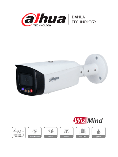 [SEC2681] Dahua dh-ipc-hfw3449t1n-as-pv-0360b- cámara ip bullet de 4 mp/ lente de 3,6 mm/ sirena integrada/ estrobo rojo y azul/ full colo