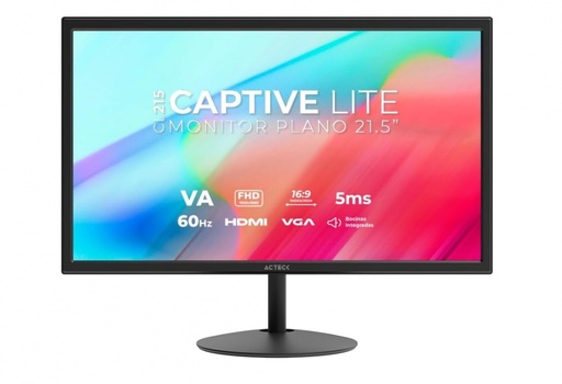 [MNS39787] Monitor Acteck Captive Lite CL215 LCD 21.5", 1920x1080 Full HD, 60Hz, HDMI, Bocinas Integradas, Negro
