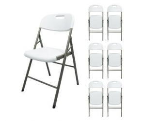 [OFF70870] Caja de 6 sillas blancas plegables reforzadas modamob, 52cm largo, 47.5cm ancho, 85cm alto, diametro tubo 25mm, calibre 1mm