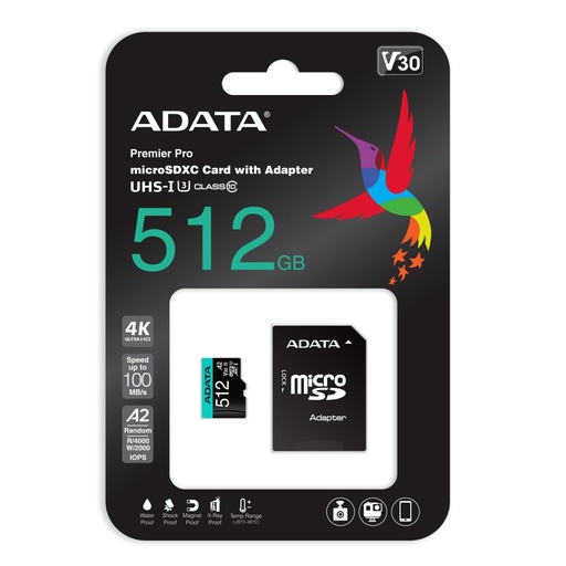 [SNR84623] Memoria Flash Adata Premier Pro 512GB MicroSDXC UHS-I Clase 10 Con Adaptador