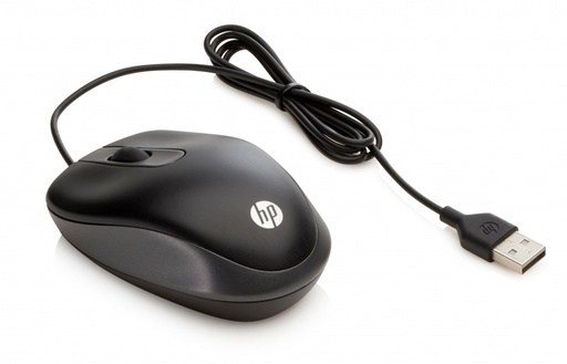 [KNM183060] Mouse de Viaje HP Óptico, Alámbrico, USB, 1000DPI, Negro