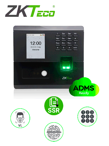 [SEC2712] Control De Acceso Y Asistencia Biométrico ZKTeco MB10-VL 100 Rostros 500 Huellas 50,000 Tarjetas
