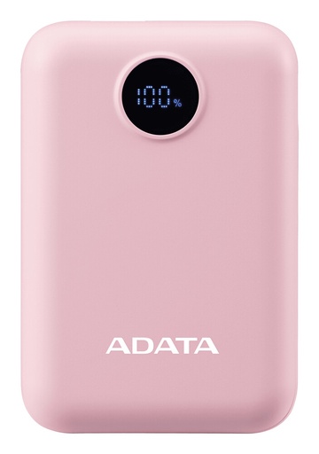 [POW55760] Powerbank adata c100 de 10 - 000 mah. carga simultánea de 2 dispositivos. con indicador led de carga. color rosa. pc10022-12pk