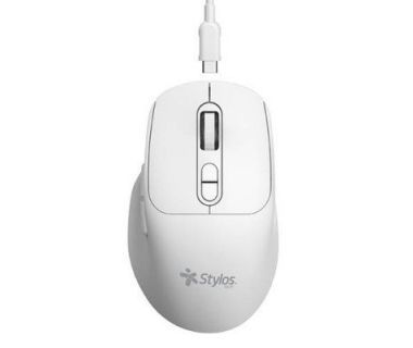 [KNM183073] Mouse inalambrico stylos stpmoi8w 1600 dpi 6 botones usb nano 2.4ghz blanco