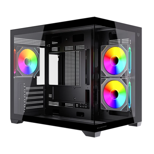 [CAB29901] Gabinete balam rush gamer mini torre tank core pro gi925 / max mb m-atx sin fuente / 1x usb a 3.0 + 3xfan 120mm argb 4 pin / full cristal / negro