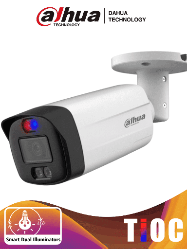 [AUD75310] Camara dahua hac-me1509thn-a-pv-s2 - cámara bullet tioc de 5 megapixeles / iluminador dual inteligente + disuasión activa con luz roja y azul / lente de 2.8mm / 111 grados / 40 metros de iluminación ir y visible / micrófono integrado / wdr real de 120 db