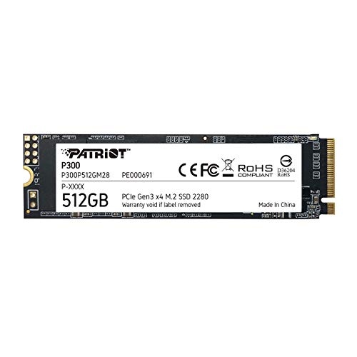 [SNR593725] SSD Patriot P300 NVMe, 512GB, M.2, 1200 MB/s Escritura, 1700 MB/s Lectura, PCI Express 3.0
