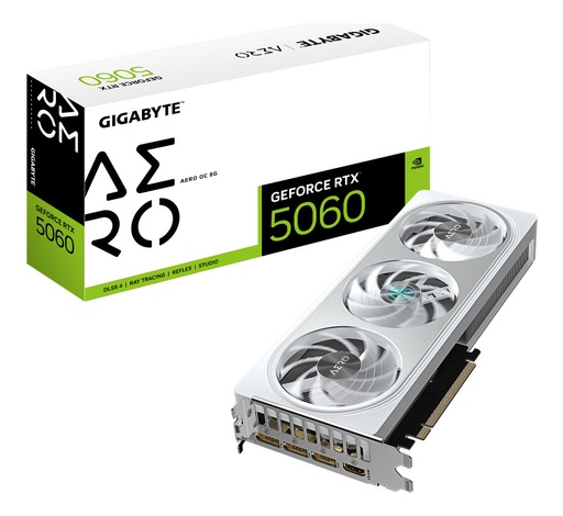 [ACC20123829] Tarjeta de video gigabyte geforce rtx 5060 aero oc 8g, 8 gb, 128 bit, gddr7, pci express 5.0