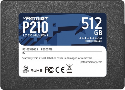 [SNR593747] SSD Patriot P210, 512GB, 2.5", 430 MB/s Escritura, 520MB/s Lectura, SATA III