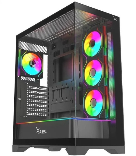 [CAB29968] Gabinete Xzeal XZ160, Full Tower, ATX/EATX/Micro-ATX/Mini-ITX, USB 2.0/3.0, sin Fuente, 4 Ventiladores Instalados, Negro