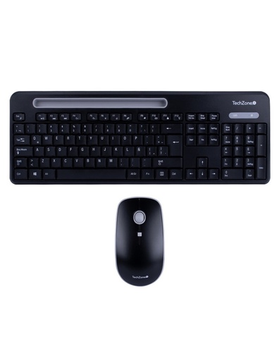 [KNM183158] Kit de Teclado y Mouse TechZone TZCOMBINA06, Inalámbrico, RF Inalámbrico, Negro, Español