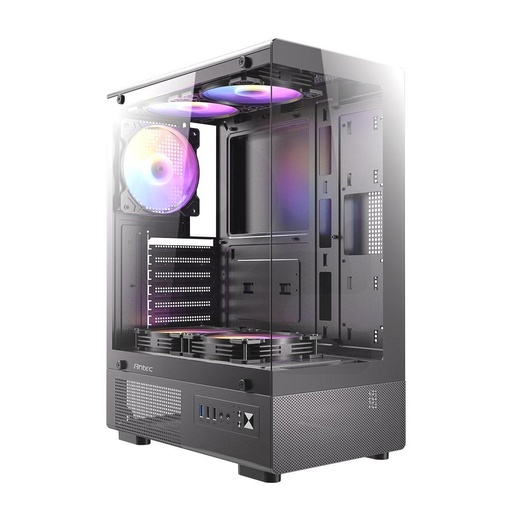 [CAB30039] Gabinete Antec VCX300 ARGB, Midi-Tower, ATX/Micro-ATX/Mini-ITX, USB 2.0/3.0, sin Fuente, 5 Ventiladores Instalados, Negro