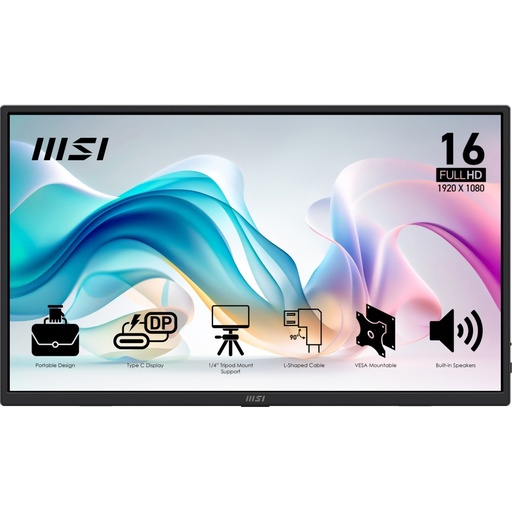[MNS40395] Monitor Portátil MSI PRO MP165 E6 LED 15.6", 1920x1080 Full HD, 60Hz, HDMI, Bocinas Integradas