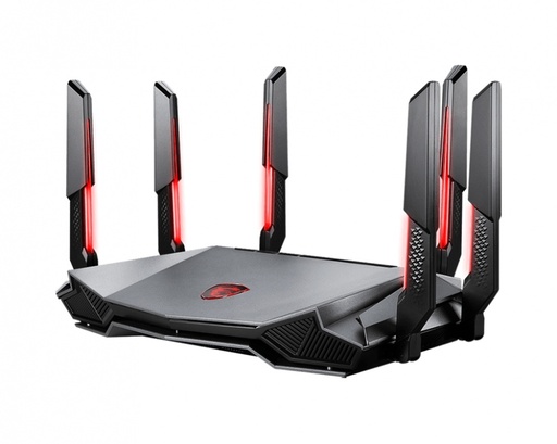 [NET306056] Router MSI Ethernet de Triple Banda MU-MIMO Firewall RadiX AXE6600 WiFi para Gaming Wi-Fi 6E, Alámbrico/Inalámbrico, 4804 Mbit/s, 5x RJ-45, 2.4/5/6GHz, 6 Antenas Externas