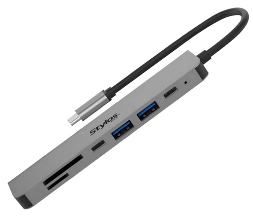 [NET306193] Stylos Docking Station STCBHUB71G USB-C, 2 x USB-C 3.0, 2 x USB-A 2.0, 1 x HDMI, MicroSD/SD