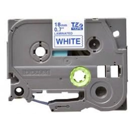 [PRI71808] Cinta Brother TZE243G - 18mm x 8m - Texto Azul sobre Blanco - Laminada