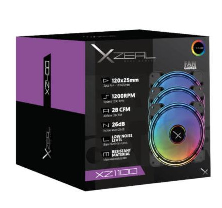 [COO99870] Ventilador XZEAL XZ1100 RGB LED 120mm 1200RPM 3 Piezas