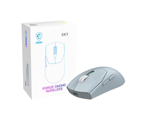 [KNM183223] Mouse Gamer MSI FORGE GM340 WIRELESS, Inalámbrico, Óptico, 12.000DPI, RF Inalámbrico/Bluetooth, Azul