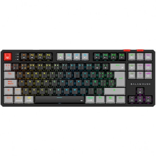 [KNM183229] Teclado Gamer Balam Rush Level Pro GK990 LED RGB TKL, Teclado Mecánico, Outemu Red, Inalámbrico, RF Inalámbrico/Bluetooth, Negro, Español