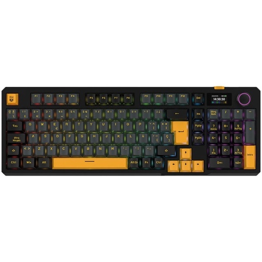 [KNM183232] Teclado Gamer Balam Rush Defeat Level GK3 LED RGB 90%, Teclado Mecánico, KTT Cream Yellow Pro, Inalámbrico, USB/RF Inalámbrico/Bluetooth, Multicolor, Español