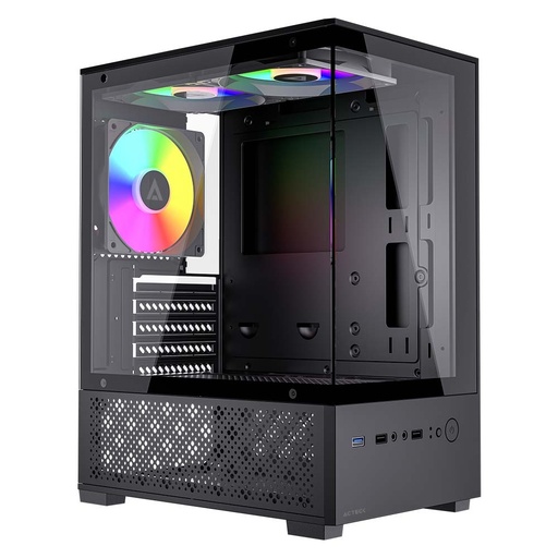 [CAB30154] Gabinete Acteck Panorak GC600, Mini-Tower, Micro-ATX/Mini-ITX, USB 2.0/3.0, sin Fuente, 3 Ventiladores Instalados, Negro