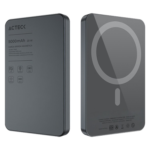 [POW681479] Cargador Portátil Acteck Power Bank Energon GO Slim Pro PM50, 5000mAh, Gris