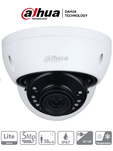 [SEC2894] Dahua dh-hac-hdbw1500e-28 - camara domo de 5 megapixeles antivandalica/ lente de 2.8mm/ 111 grados de apertura/ ir de 30 mts/ ip