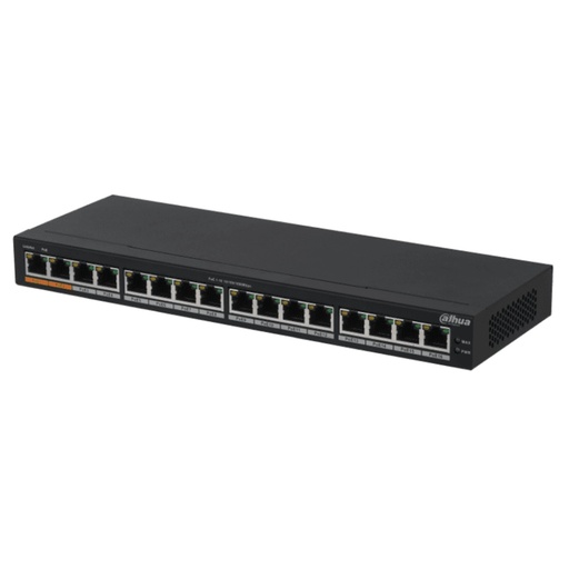 [NET1973] Switch Dahua Gigabit Ethernet PFS3016-16GT-190 16 Puertos PoE 10/100/1000 Mbps 32Gbit/s 8000 Entradas No Administrable