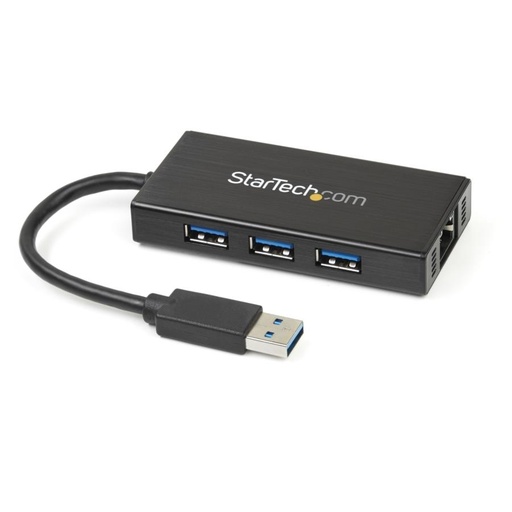 [ACC698837] Hub usb 3.0 de aluminio con cable - concentrador de 3 puertos usb con adaptador de red ethernet gigabit externo - startech.com m