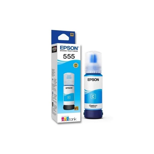 [PRI3451] Tanque De Tinta Epson T555 Cyan 70ml 6300 Páginas Para L8160 L8180
