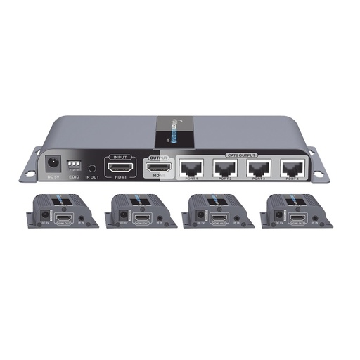 [SEC3000] Kit de distribuidor hdmi de 1 fuente hdmi a 4 pantallas hdmi @ 1080p distancia de transmisión de hasta 40 m con cat6 / 6a / 7 cu