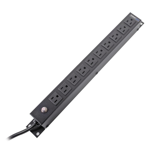 [NET2019] Tomacorriente horizontal (pdu) de 10 contactos (nema 5-15r) rack 19" 1ur. voltaje entrada/salida: 120vca/15a