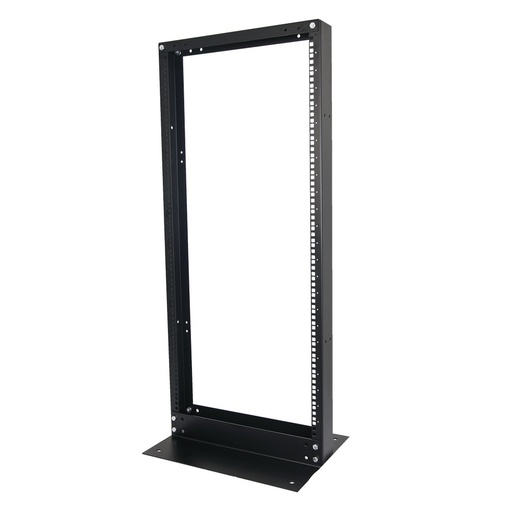 [NET2021] Rack de 2 postes, estándar 19", 24 unidades, fabricado en acero, base "l" para anclar a piso.