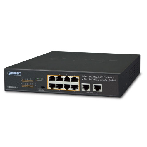 [SEC3046] Switch no administrable, 8 puertos poe 802.3af/at 30 w, hasta 250 m, 2 puertos uplink