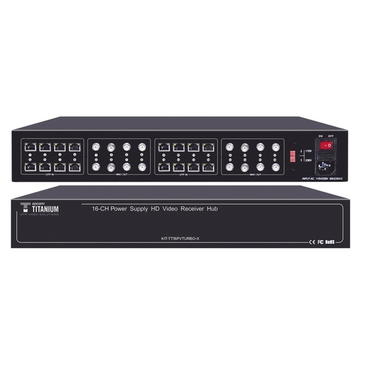 [SEC3056] 150 metros en 4k , 200 metros en 5mp , video+poder / 16 canales / todo incluido para rack /  para transmisión de alimentación ( 