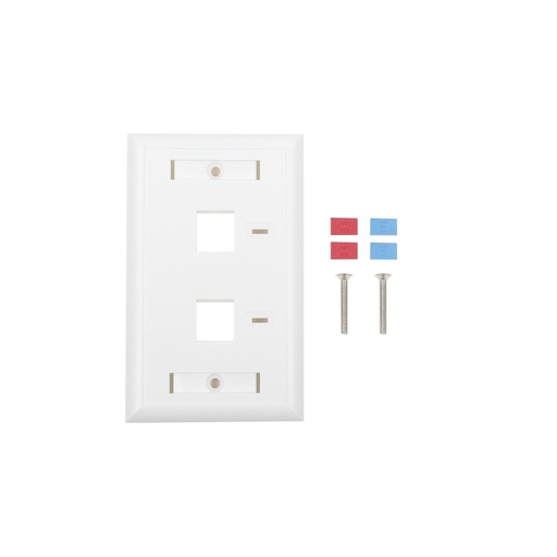 [WIR862] Placa de pared de 2 puertos, keystone, con espacio para etiqueta, color blanco