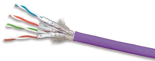 [WIR888] Bobina de cable blindado s/ftp de 4 pares, cat7a, inmune a ruido e interferencias, ls0h (bajo humo, cero halógenos), color viole