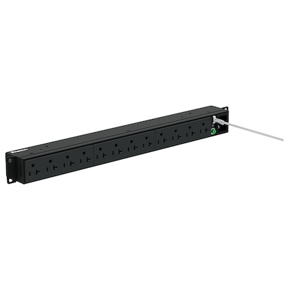 [SEC3220] Pdu básico para distribución de energía, enchufe de entrada nema 5-20p, con 12 contactos nema 5-20r, instalación horizontal de 1