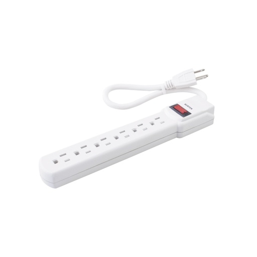 [TOO8] Multicontacto con cable 30 cm. 6 tomas 127 vca línea, tierra, neutro 15 a max.