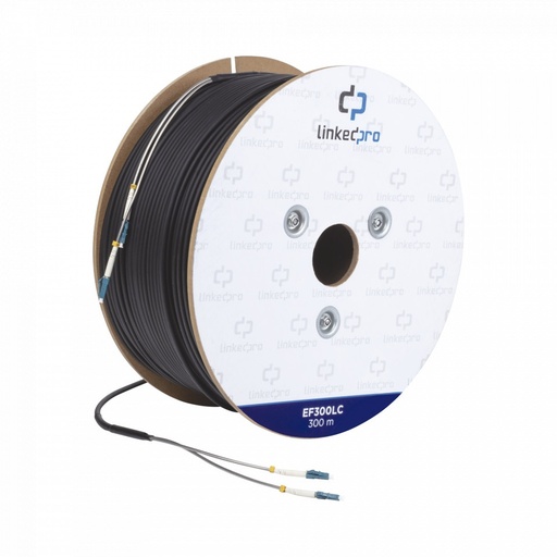 [SEC3374] Carrete de fibra óptica monomodo con conectores lc-lc duplex, reforzada con kevlar, de 300 metros
