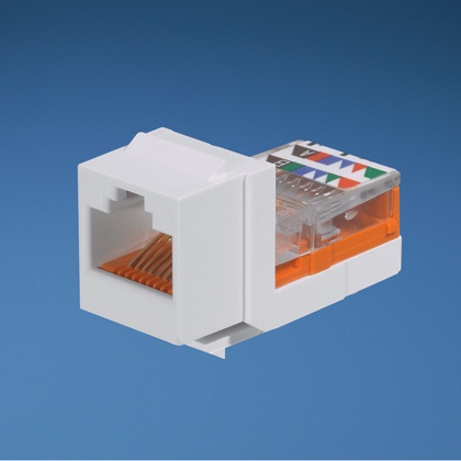 [WIR979] Conector jack estilo leadframe, tipo keystone, categoría 5e, de 8 posiciones y 8 cables, color blanco