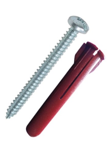 [WIR1002] Paquete de 10 taquetes rojos 1 1/2" y 10 tornillos 10mm x 1 1/2" (1103-05002)