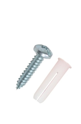 [WIR1024] Paquete de 20 taquetes blancos  3/4" y 20 tornillos 8mm x 3/4" (1101-05002)