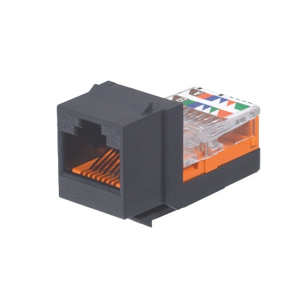 [WIR1027] Conector jack estilo leadframe, tipo keystone, categoría 5e, de 8 posiciones y 8 cables, color negro