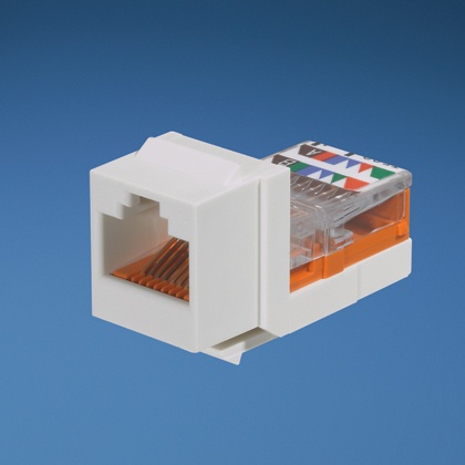 [WIR1030] Conector jack estilo leadframe, tipo keystone, categoría 5e, de 8 posiciones y 8 cables, color marfil 