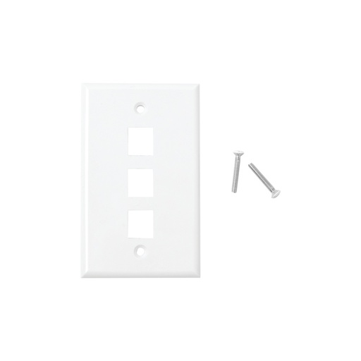 [WIR1041] Placa de pared de 3 puertos, keystone, color blanco 
