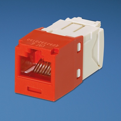 [SEC3768] Conector jack rj45 estilo tg, mini-com, categoría 6, de 8 posiciones y 8 cables, color rojo