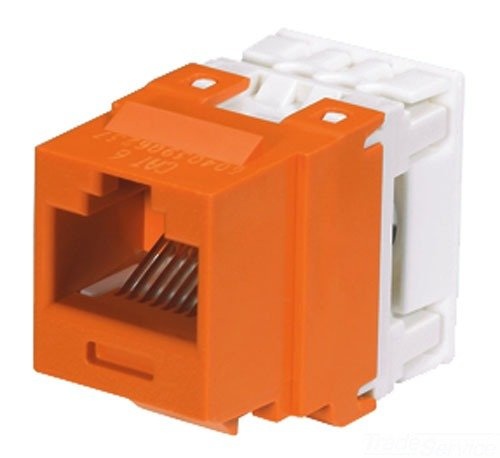 [WIR1048] Conector jack estilo 110 (de impacto), tipo keystone, categoría 6, de 8 posiciones y 8 cables, color naranja