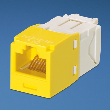 [SEC3822] Conector jack rj45 estilo tg, mini-com, categoría 6, de 8 posiciones y 8 cables, color amarillo