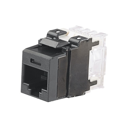 [WIR1181] Conector jack estilo 110 (de impacto), tipo keystone, categoría 6a, de 8 posiciones y 8 cables, color negro